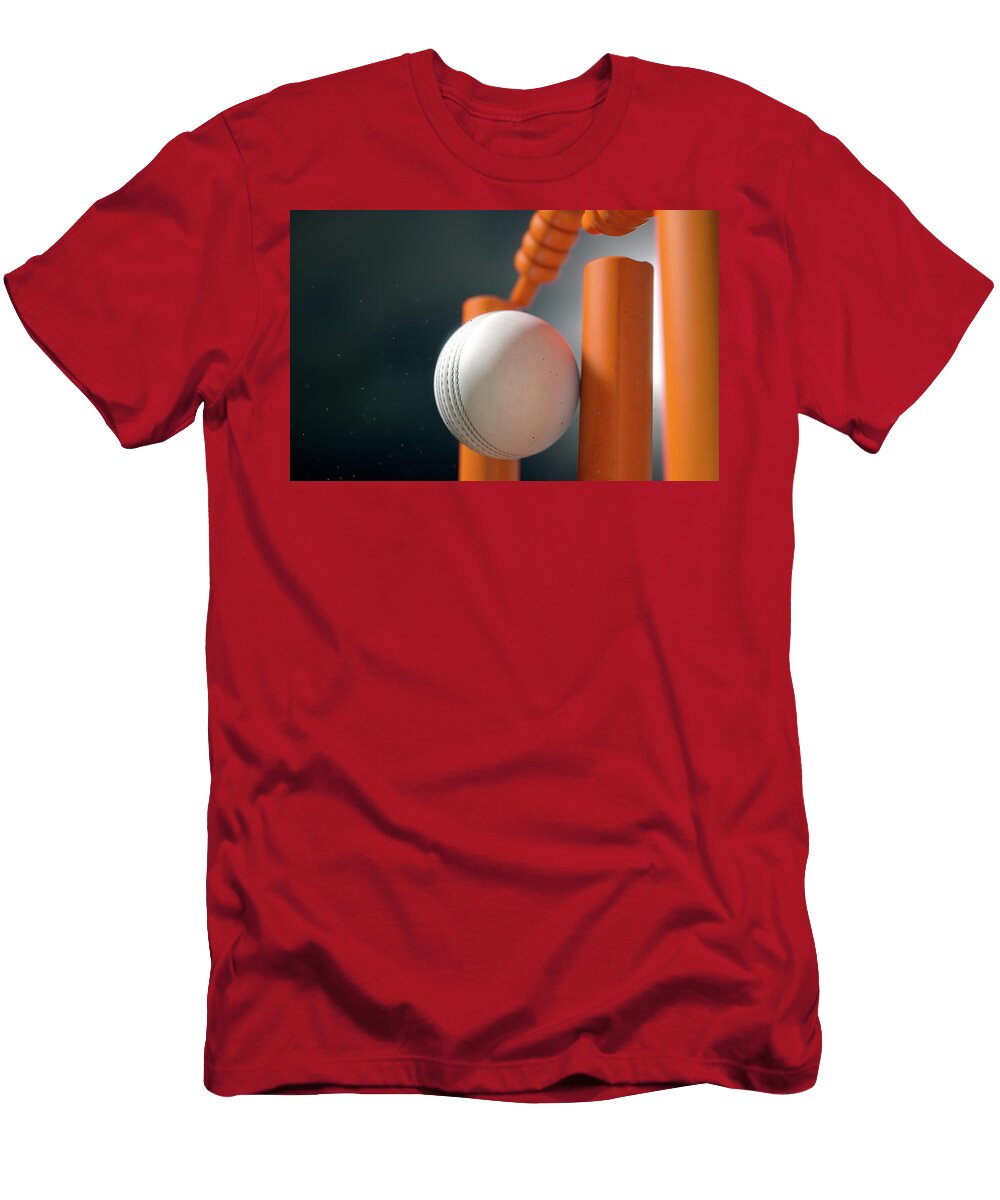 12 Cricket Ball Hitting Wickets Allan Swart T-Shirt