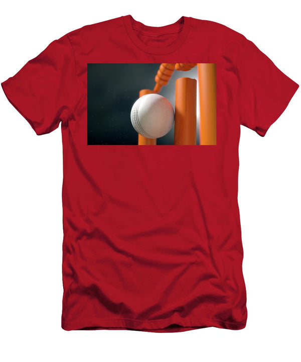 12 Cricket Ball Hitting Wickets Allan Swart T-Shirt