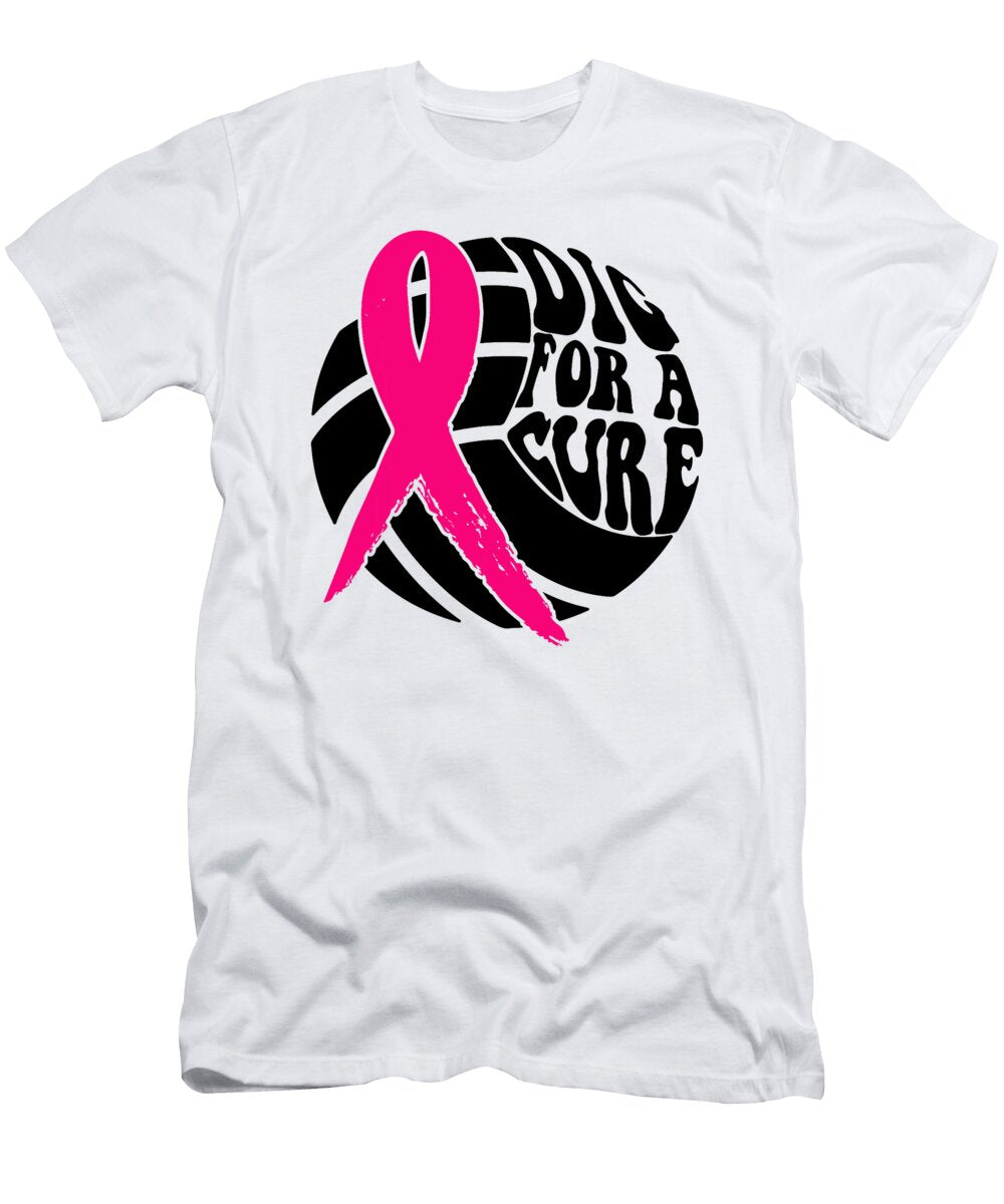 12 Dig for Cure Ribbon Volleyball Breast Cancer Natalie Lidford T-Shirt