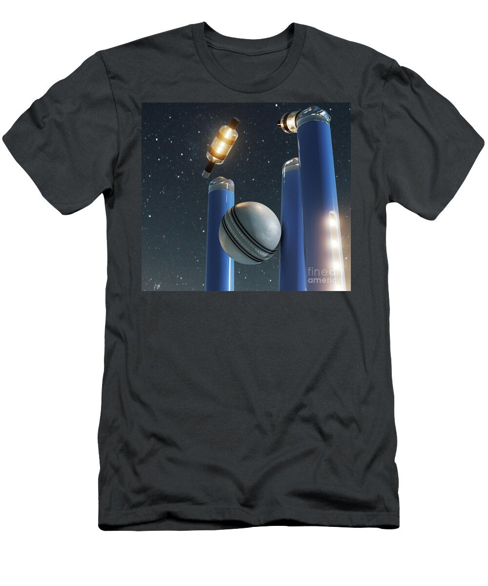 12 Illuminated Cricket Wicket Stumps Allan Swart T-Shirt