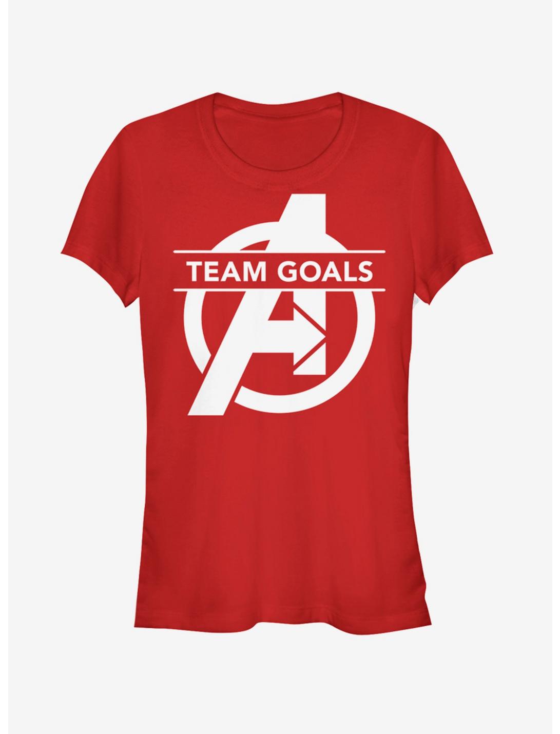 T-shirt rouge Marvel Avengers: Endgame Team Goals pour filles