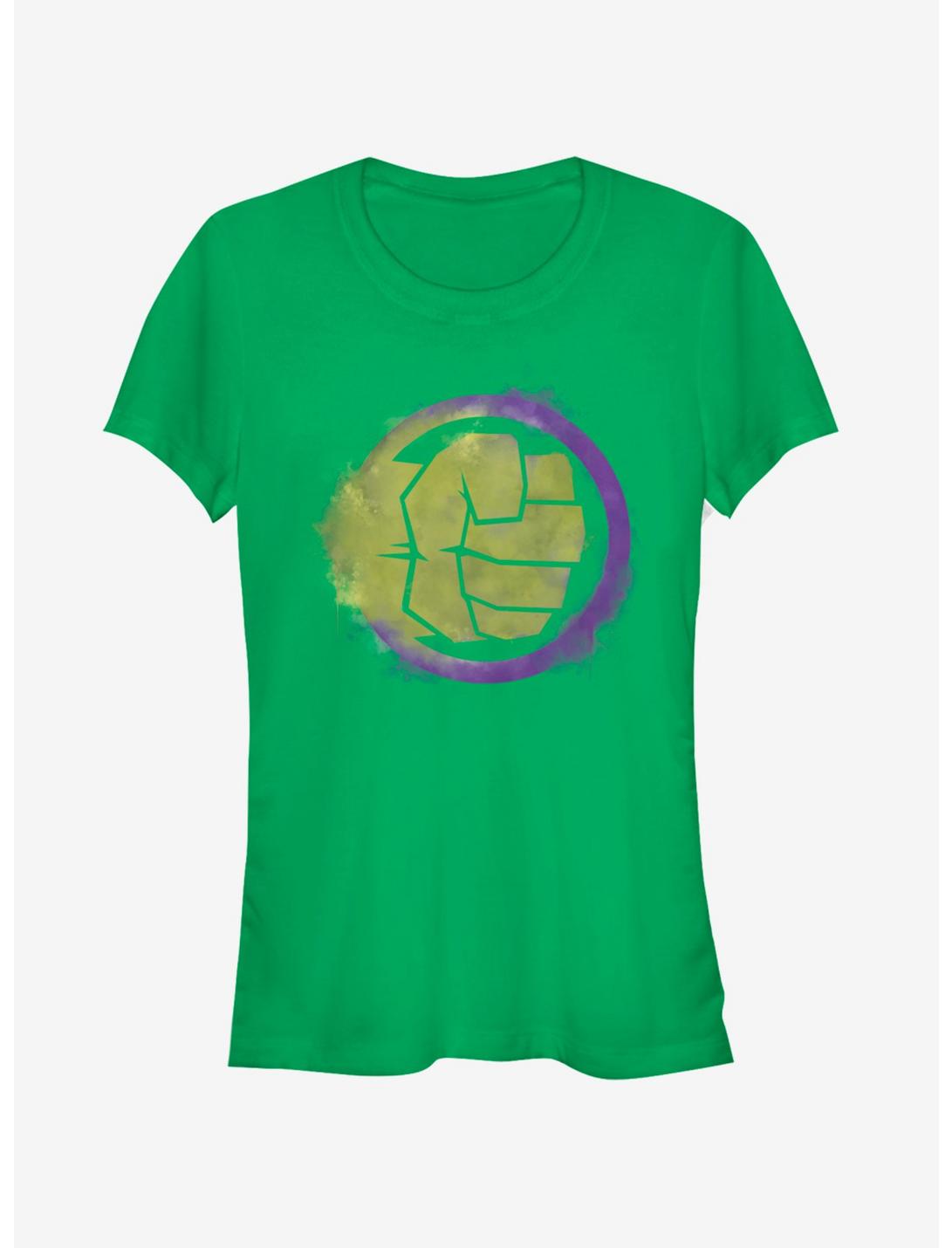 Marvel Avengers: Endgame Hulk Spray Logo Girls Kelly Green T-Shirt