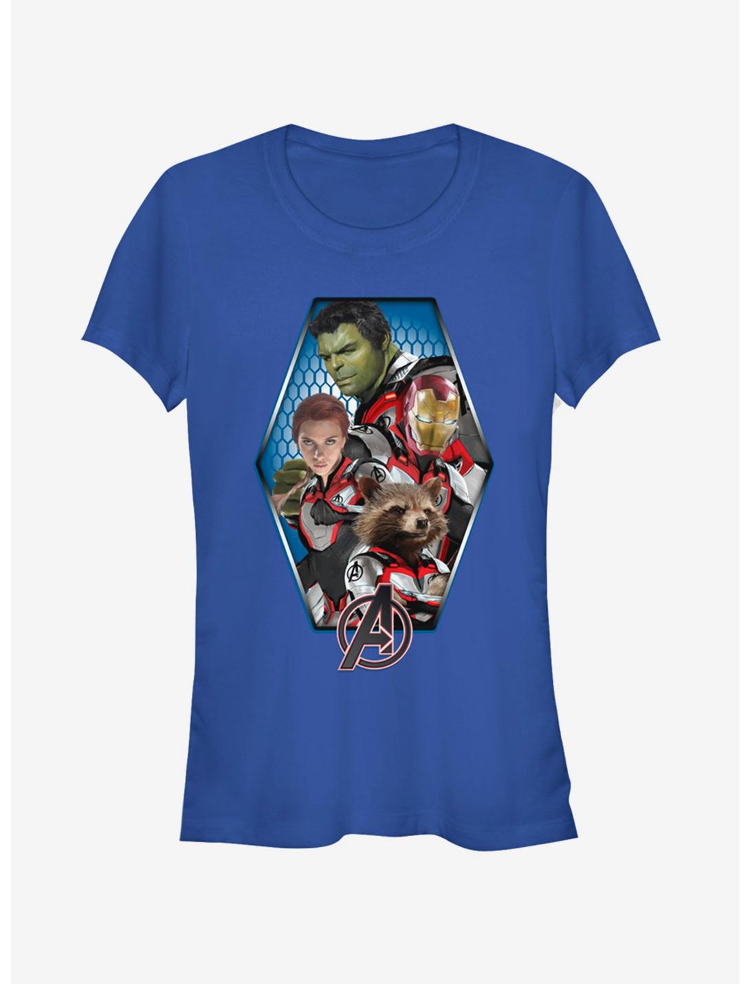 T-shirt bleu roi pour filles Marvel Avengers: Endgame motif Hexagon Avenged