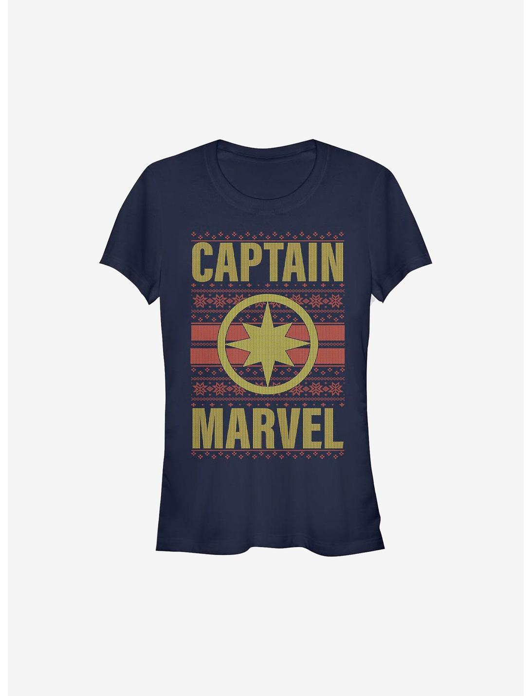 Marvel Captain Marvel Christmas Pattern Sweater Girls T-Shirt
