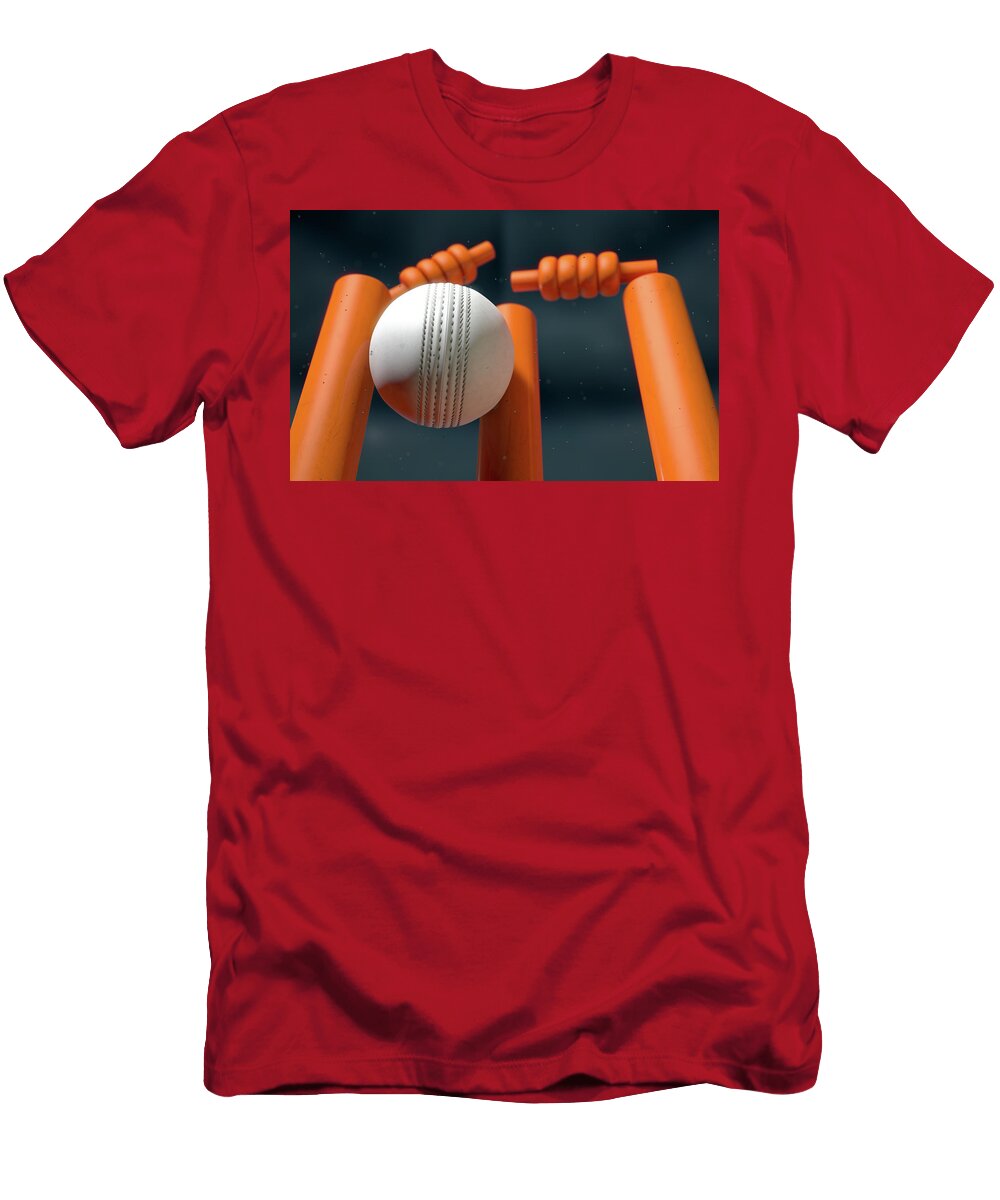 13 Cricket Ball Hitting Wickets Allan Swart T-Shirt