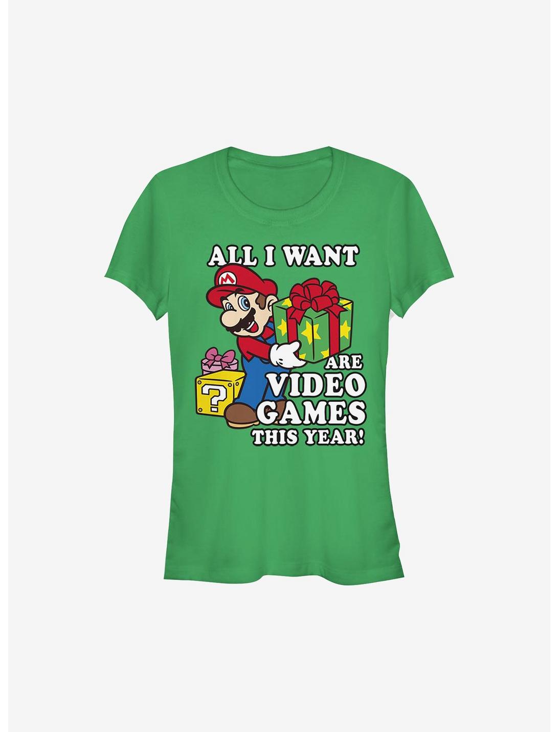 Super Mario All I Want Are Video Games Holiday Girls T-Shirt