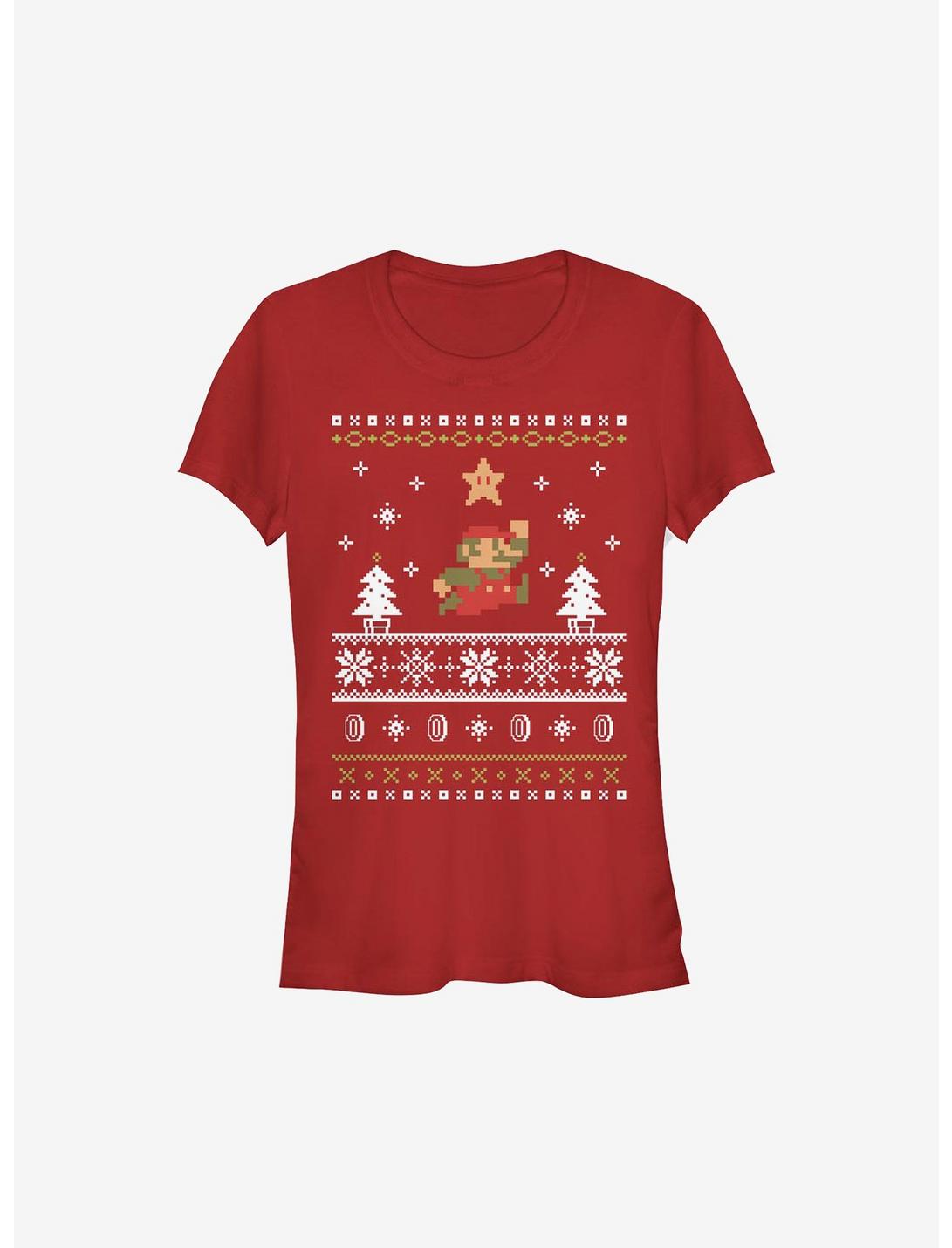 T-shirt Fille Super Mario Motif de Noël Nordique Mario