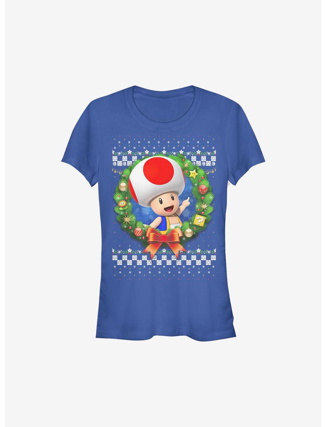 Super Mario Toad Wreath Holiday Girls T-Shirt