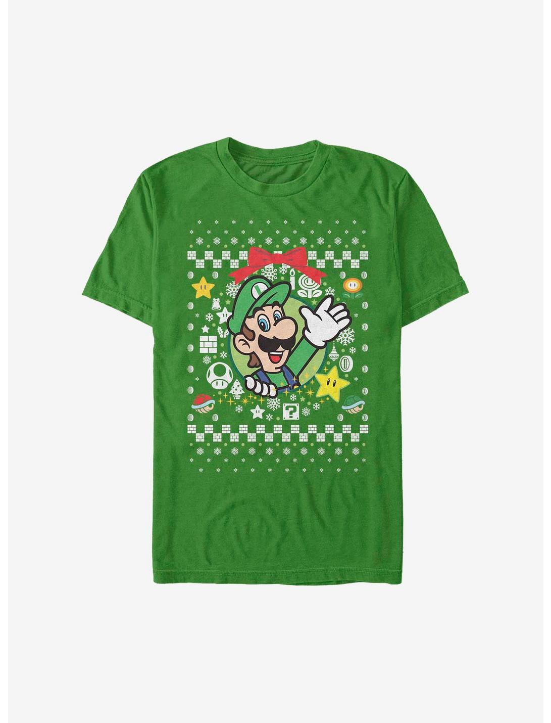 Super Mario Luigi Wreath Christmas Sweater T-Shirt