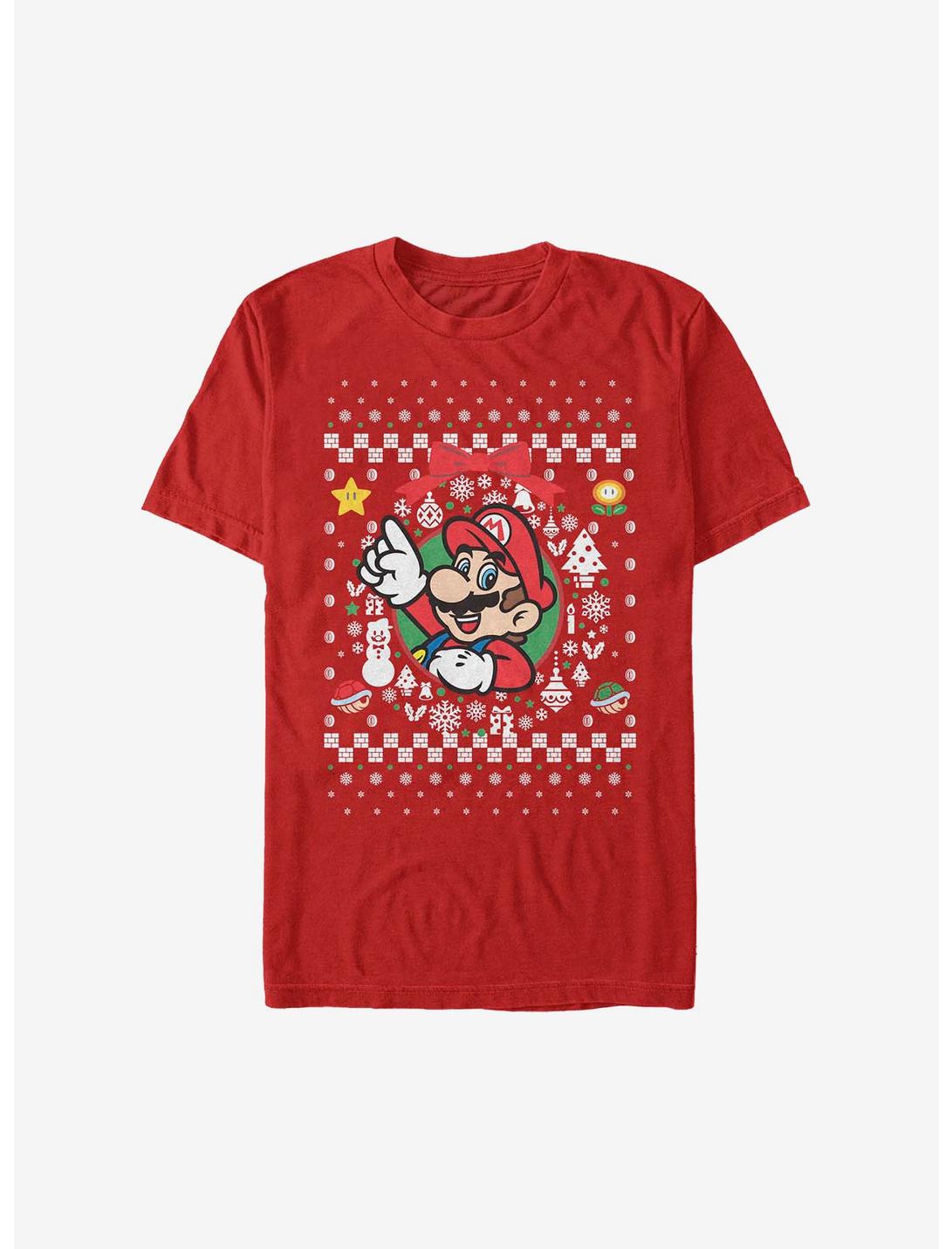 Super Mario Mario Wreath Christmas Sweater T-Shirt