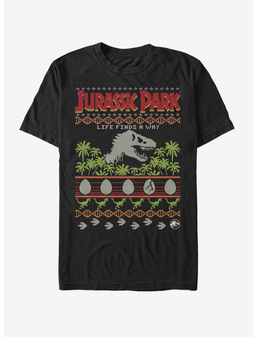 Jurassic Park Ugly Christmas Life Finds a Way T-Shirt