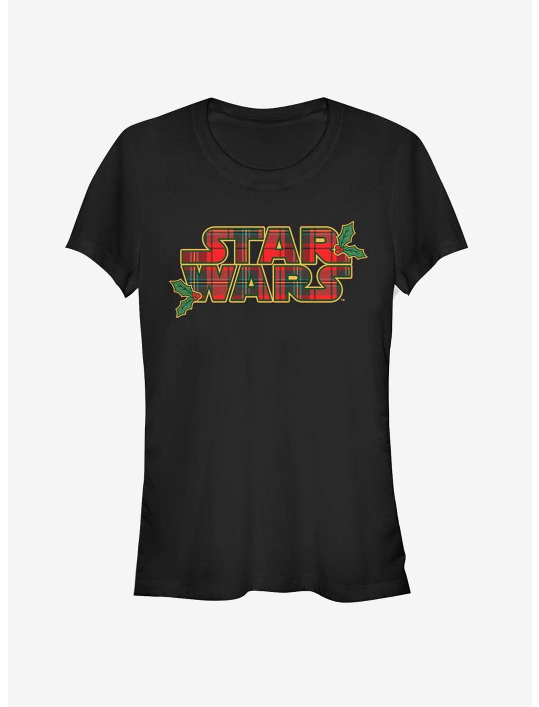 Star Wars Logo Christmas Plaid Tartan Girls T-Shirt