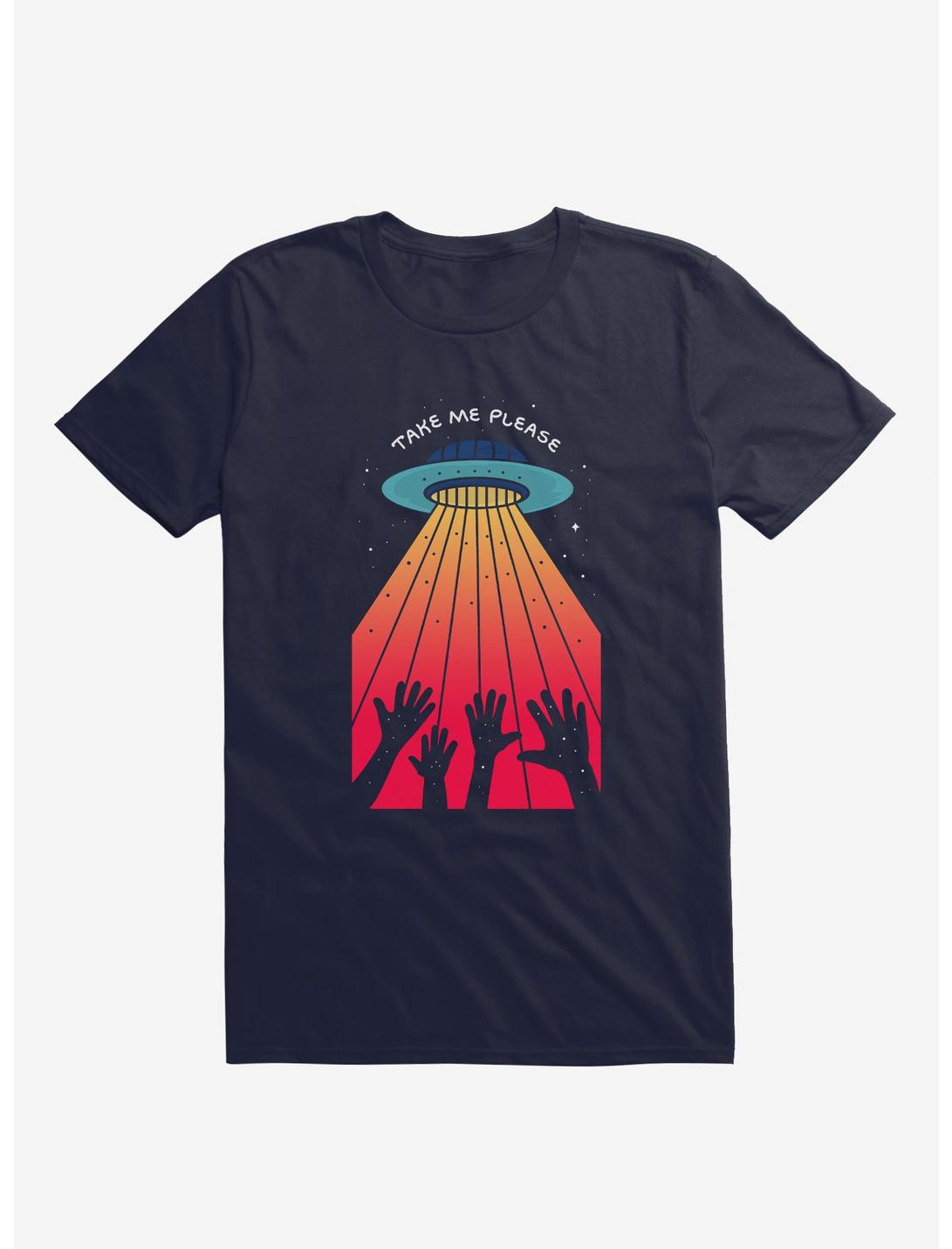T-shirt Bleu Marine Ovni Alien "Emmène-moi, s'il te plaît"