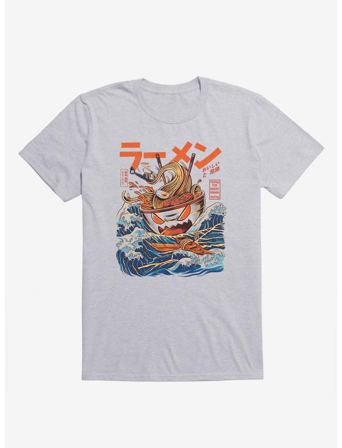 T-shirt gris sport Le Grand Ramen de Kanagawa Nouilles et Vagues