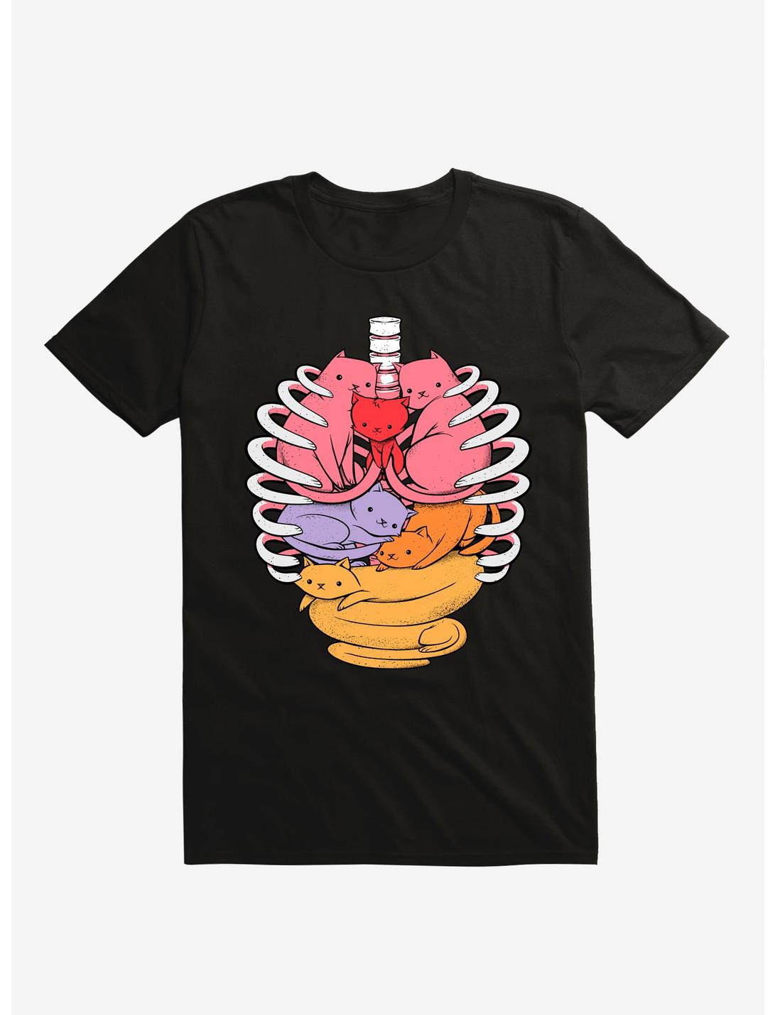 T-shirt noir Anatomicat Chat anatomique