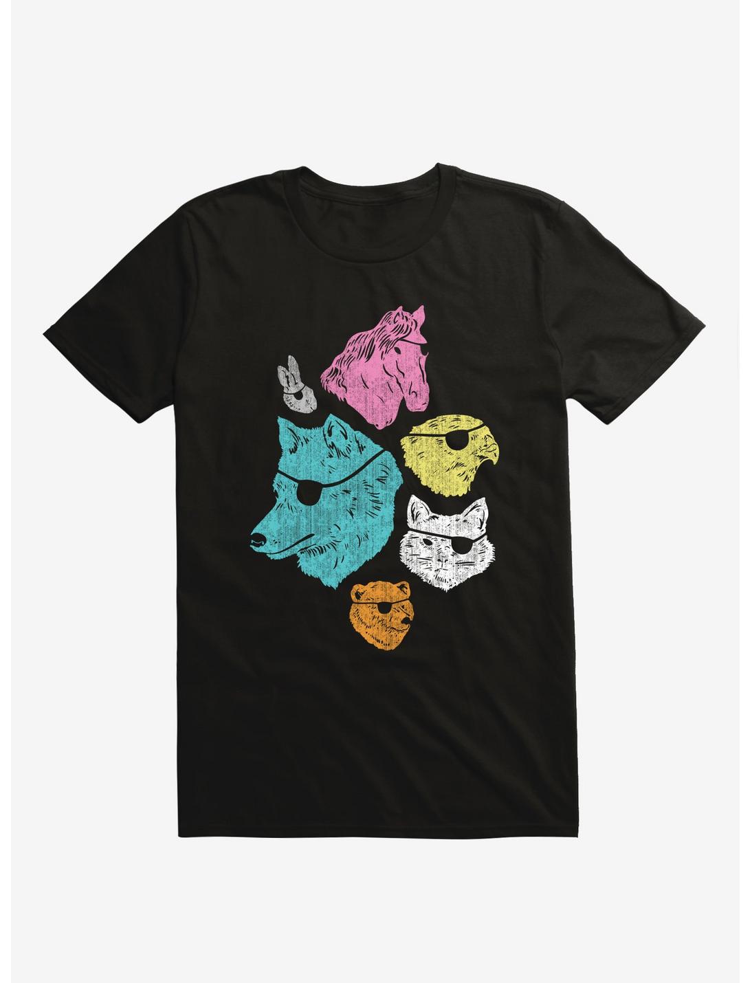 Animals With Eyepatches! Yes! Cat Dog Horse Black T-Shirt