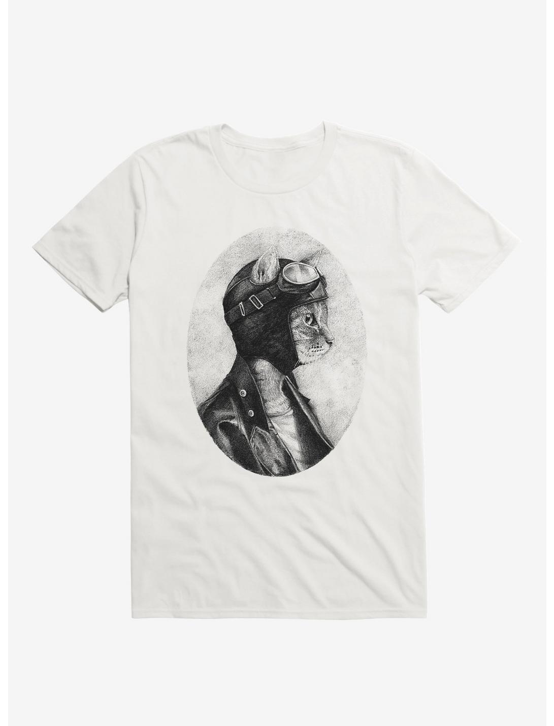Brave Cat Pilot White T-Shirt