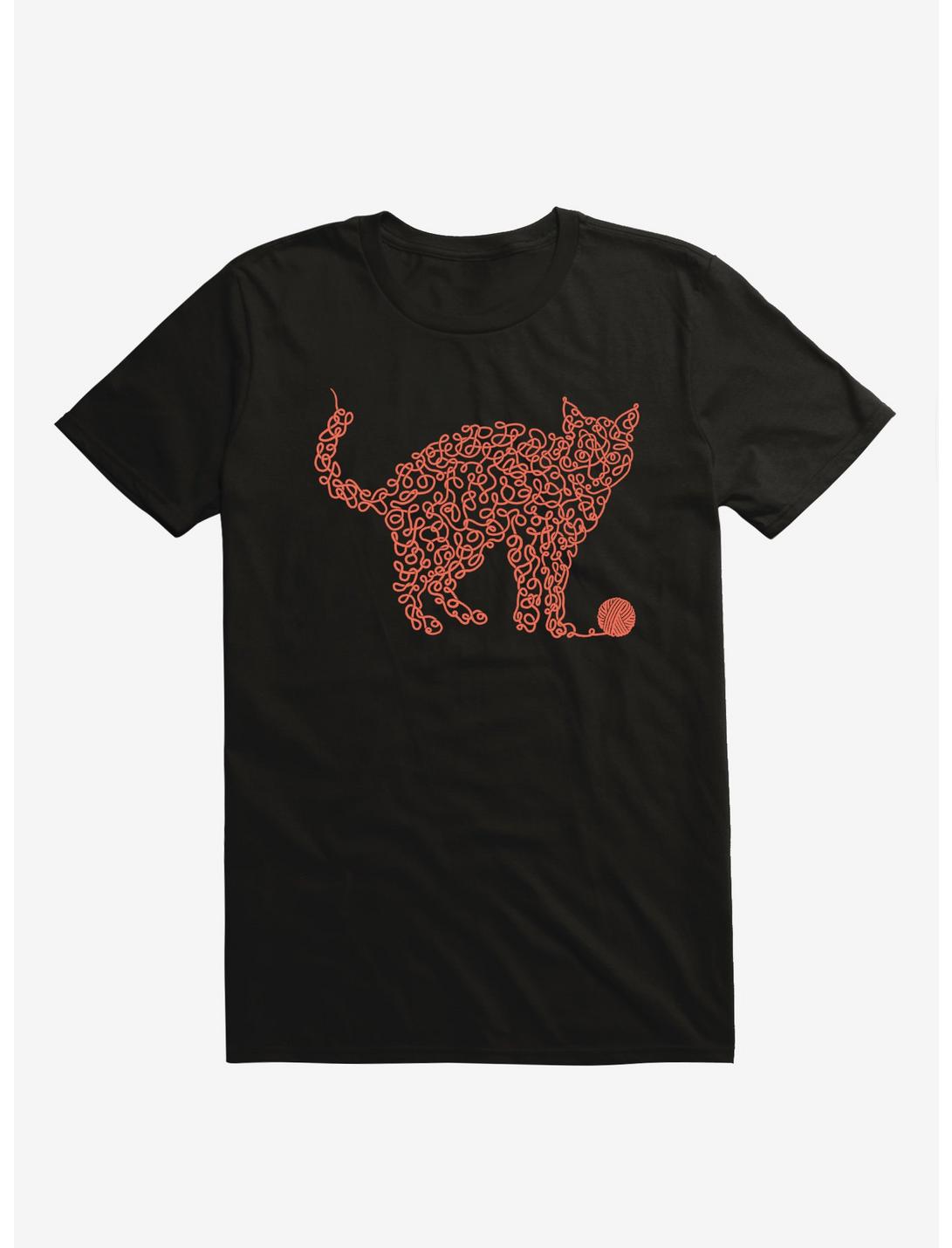 Intricat Yarn Cat Black T-Shirt
