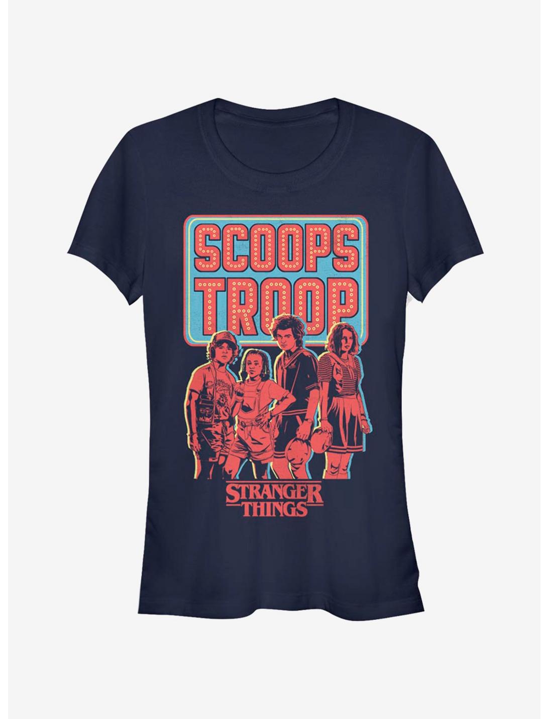Stranger Things Scoops Troop In Red Girls T-Shirt