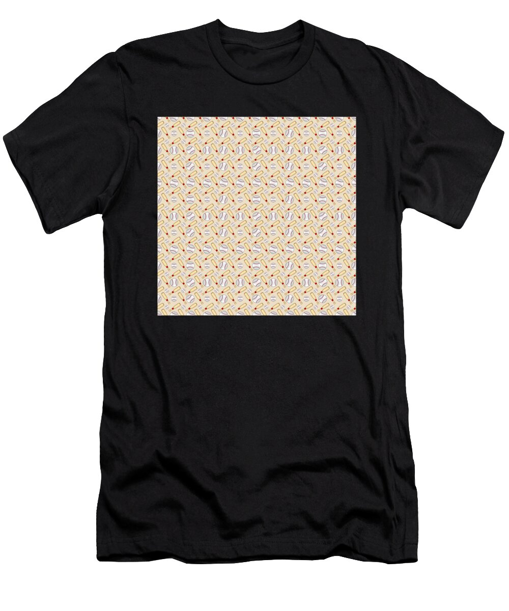 14 Baseball Pattern Catcher Homerun Team Pitcher Mister T-Shirt