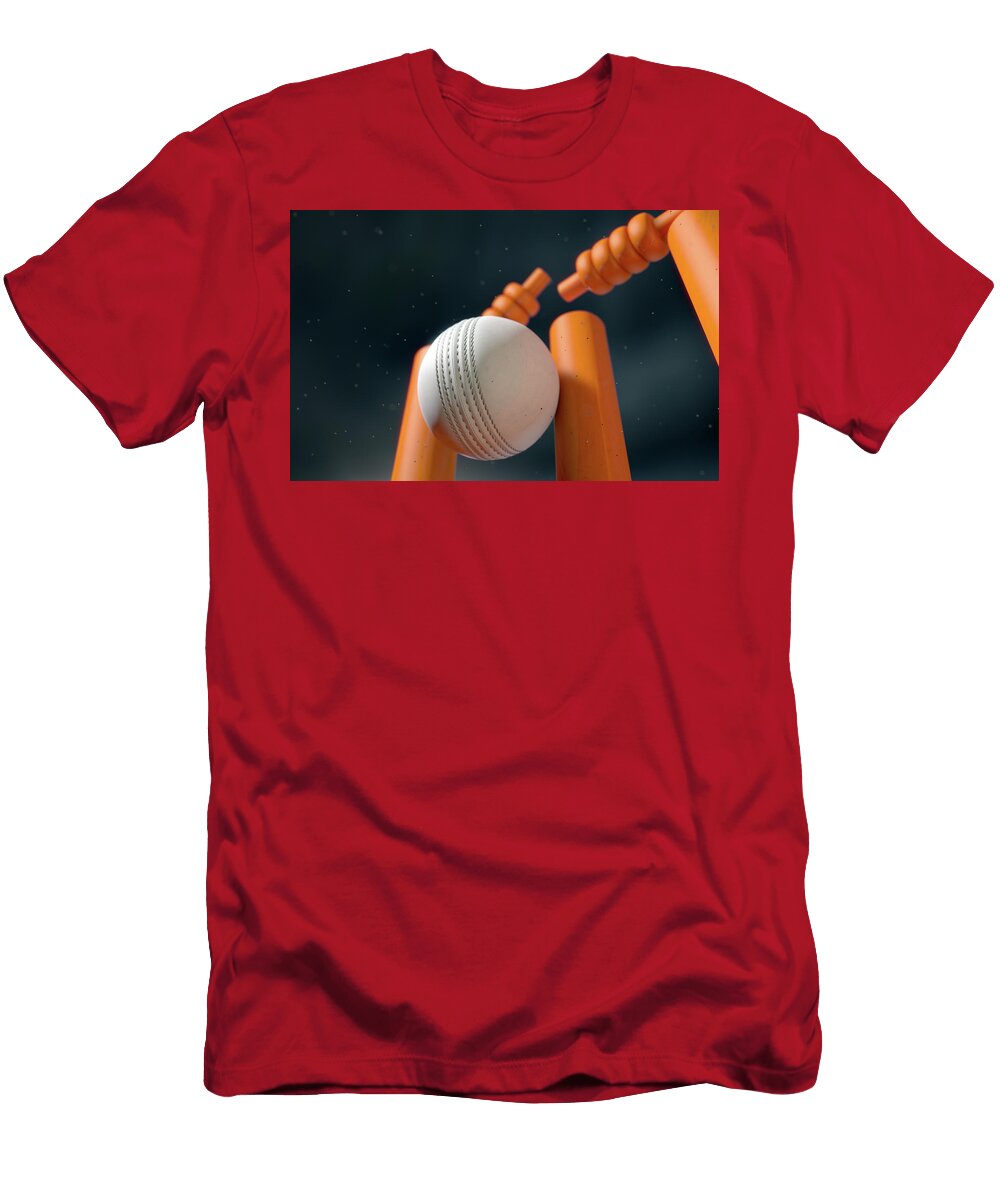 14 Cricket Ball Hitting Wickets Allan Swart T-Shirt