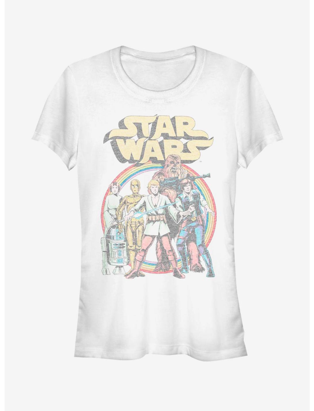 T-shirt Fille Star Wars Vintage Groupe Arc-en-ciel