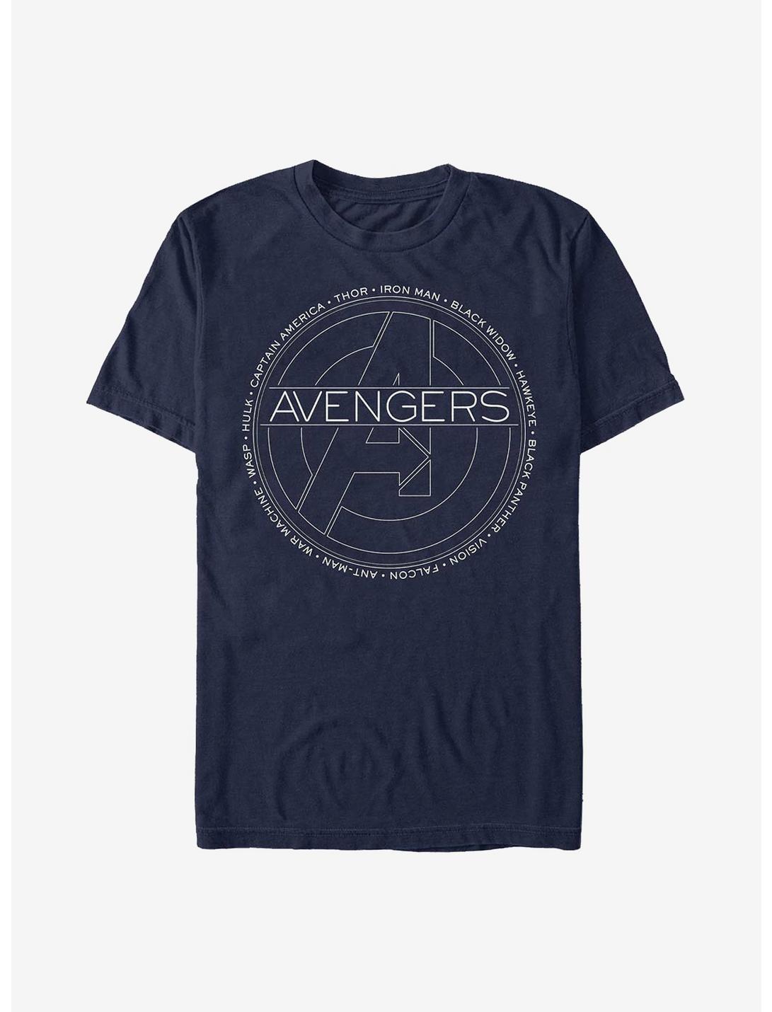 T-shirt Noms des Avengers de Marvel