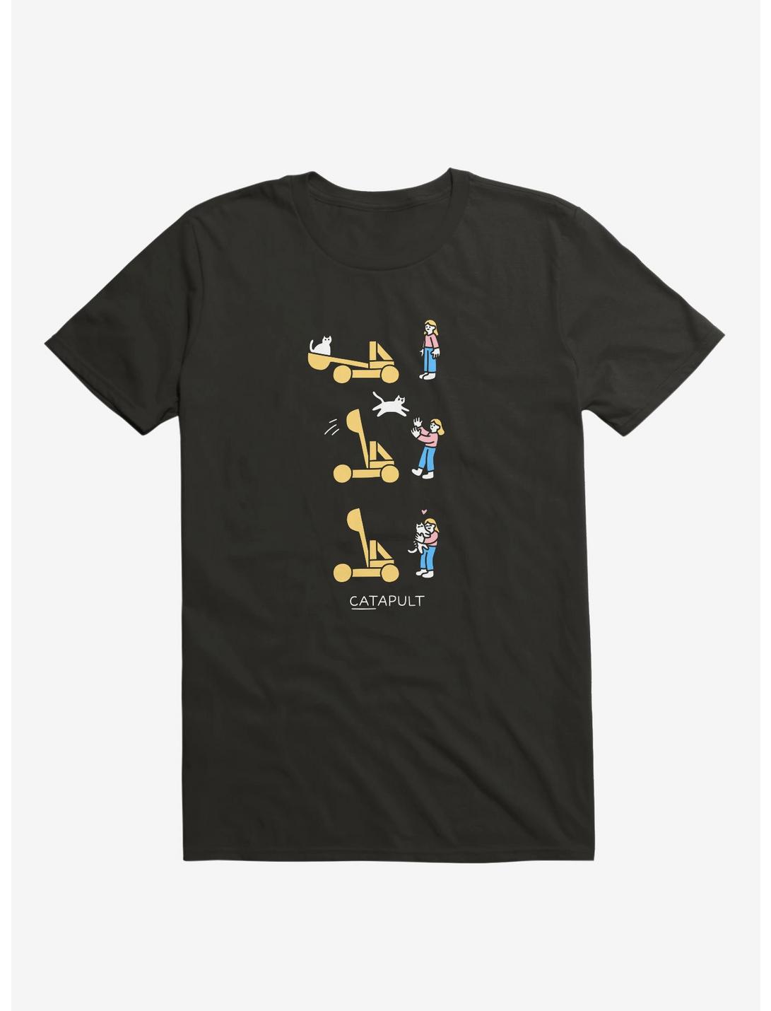 T-shirt noir Chat Catapulte