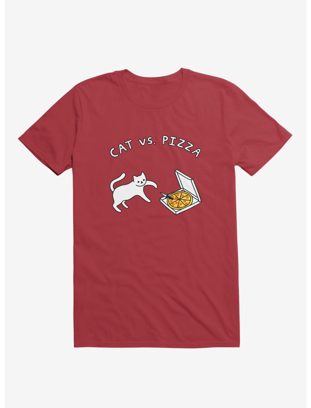 Cat Vs. Pizza Red T-Shirt