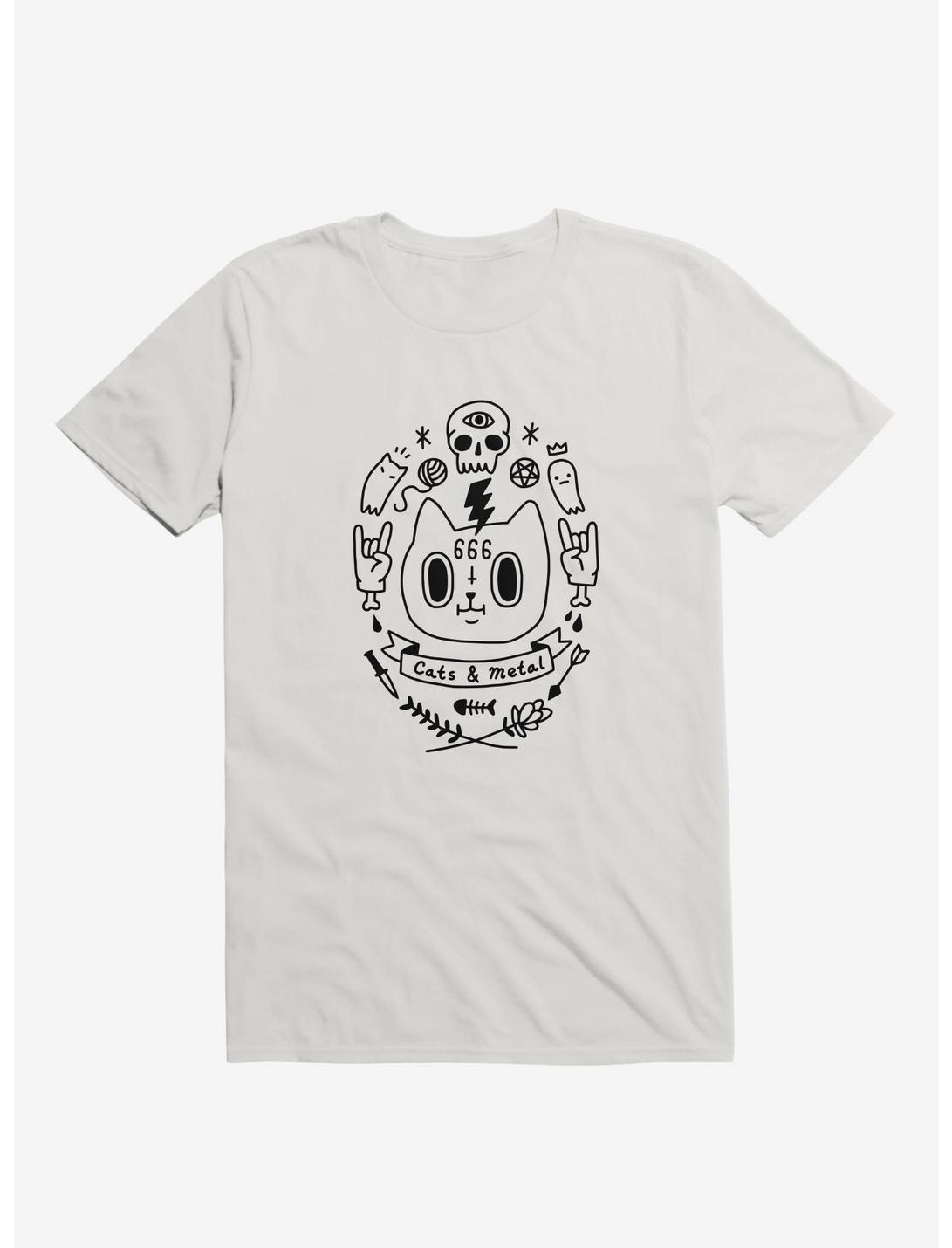 T-shirt blanc Chats et Métal