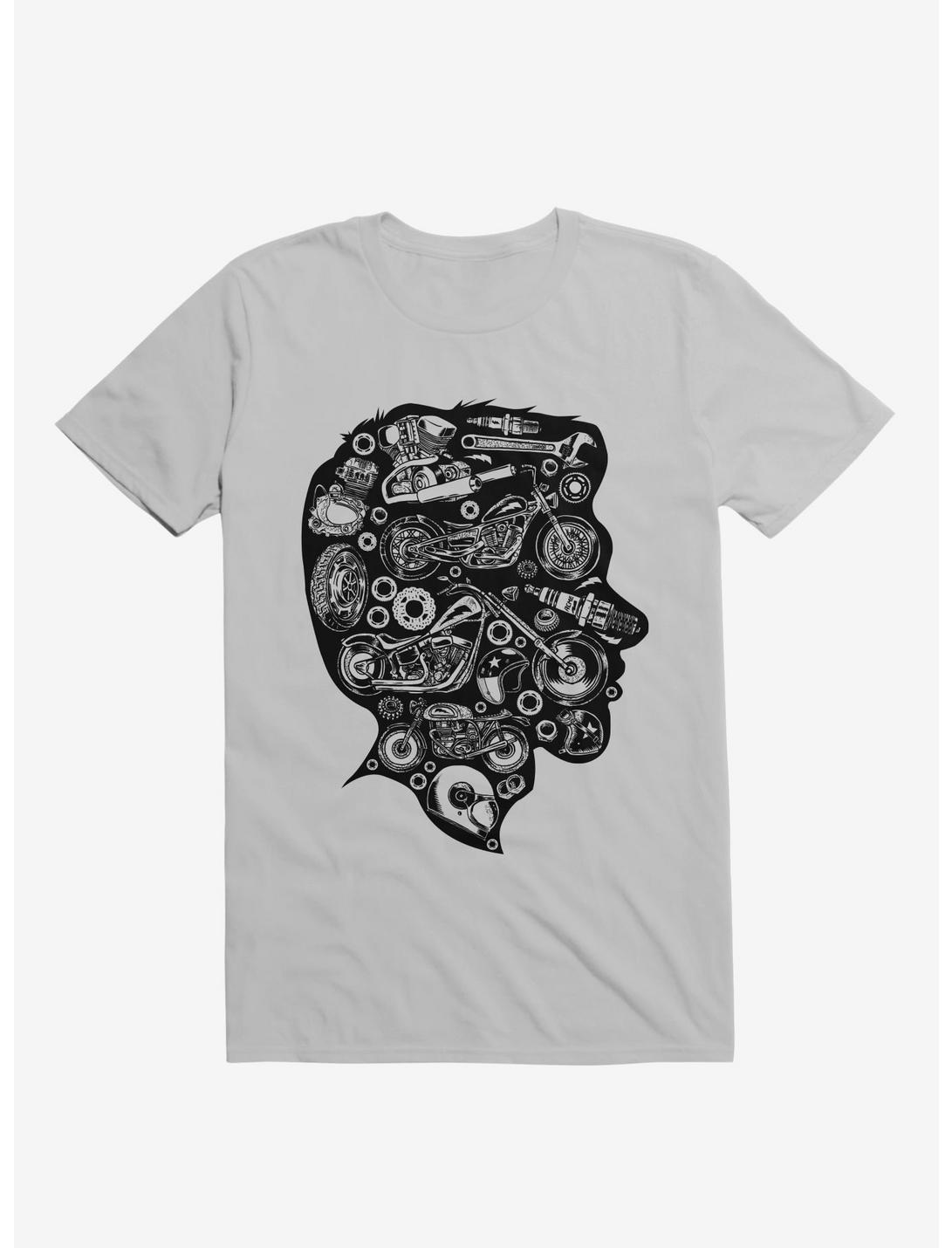Motorcycle Parts In My Head Silhouette Ice Grey T-Shirt