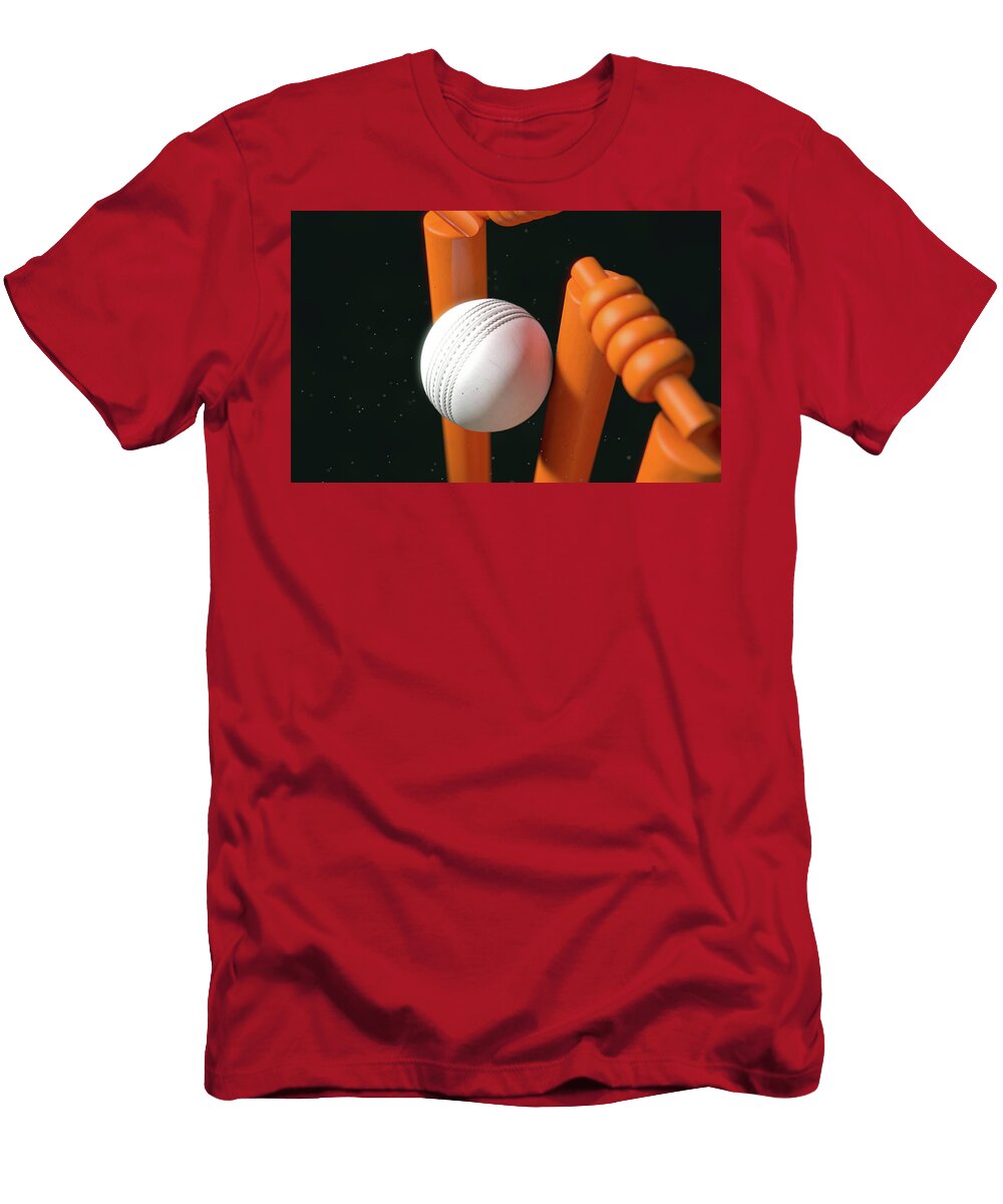 15 Cricket Ball Hitting Wickets Allan Swart T-Shirt