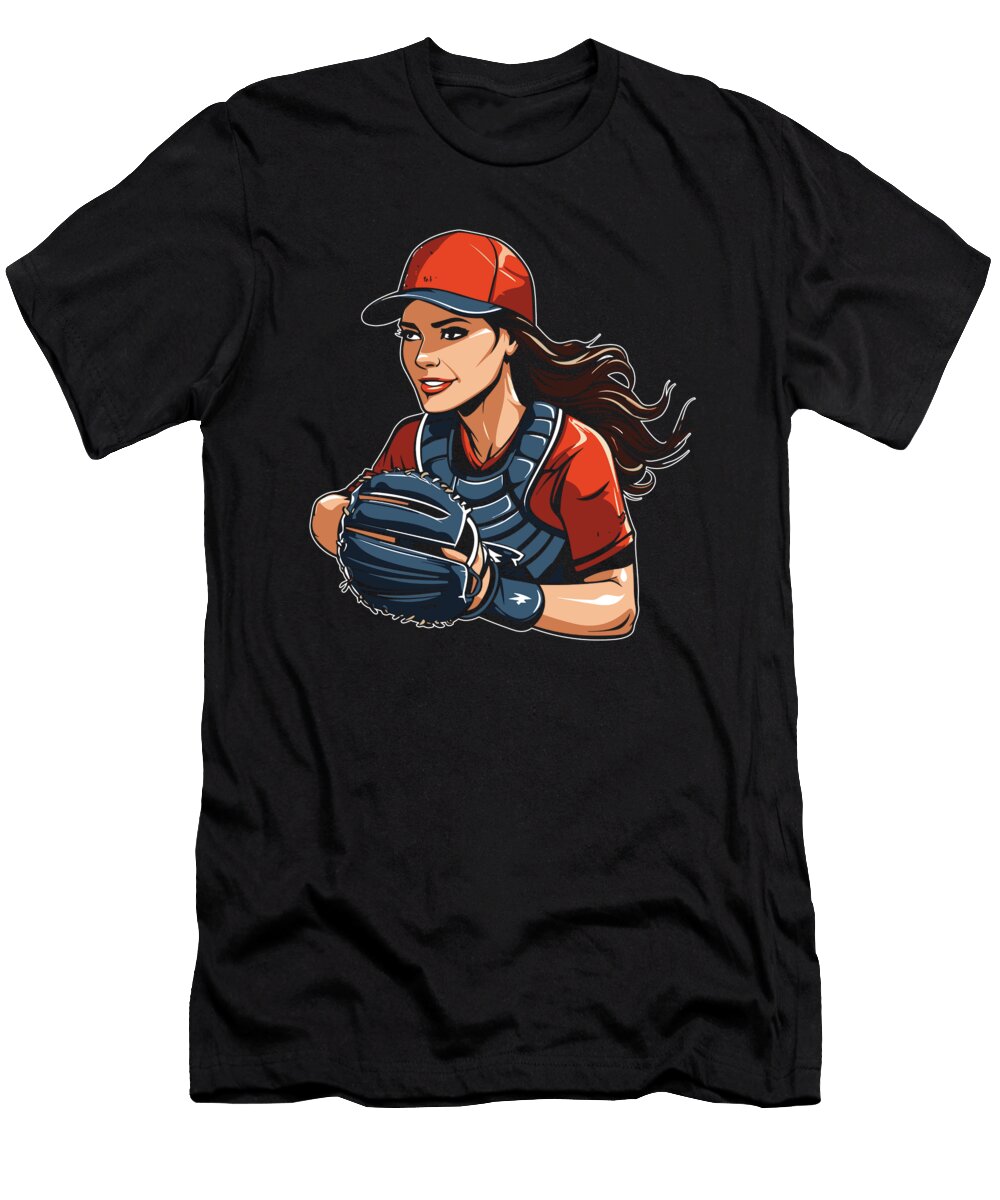 15 Softball Catcher Batter Pitcher Softball Crazy Squirrel T-Shirt