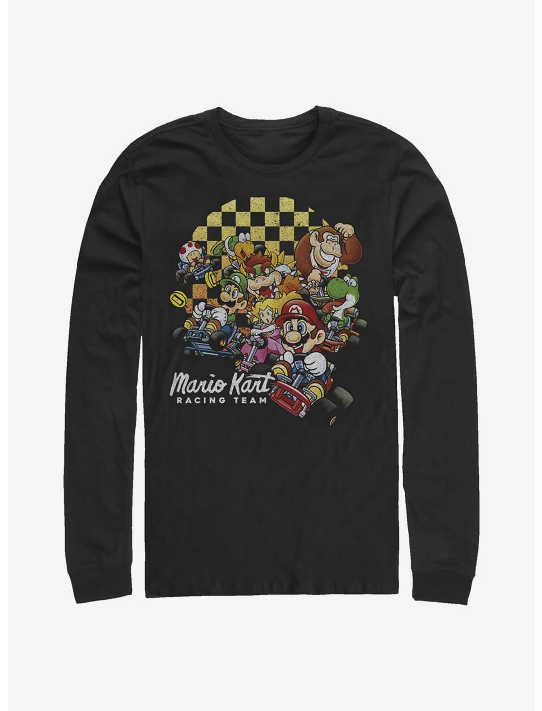 T-shirt à manches longues Super Mario Kart à damiers