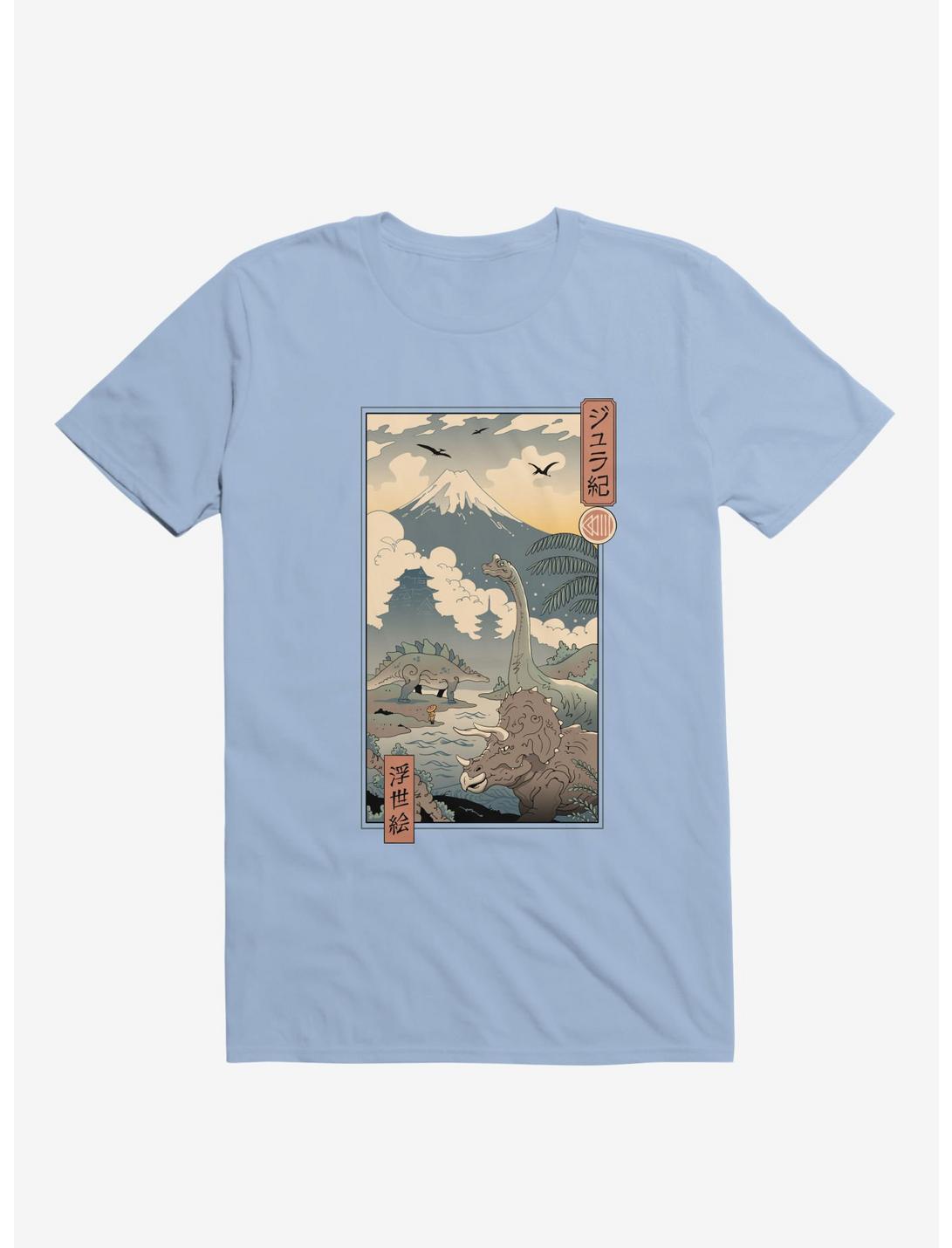 Dinosaurs Jurassic Ukiyo-e Light Blue T-Shirt