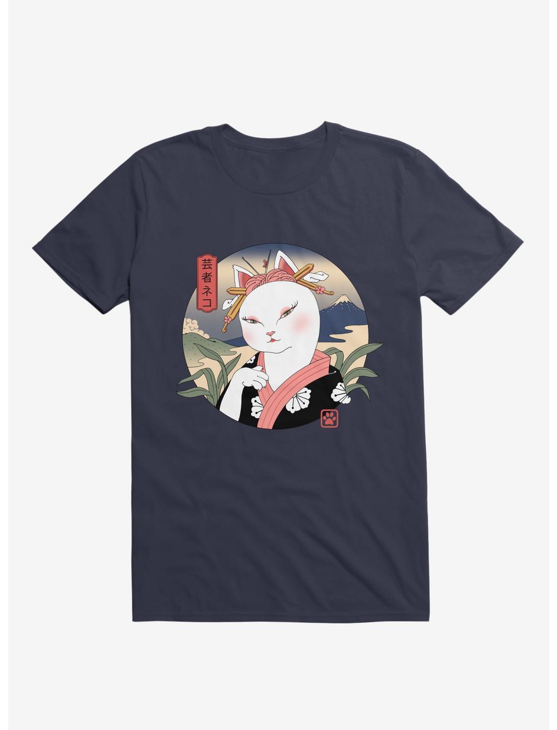 Cat Neko Geisha Navy Blue T-Shirt