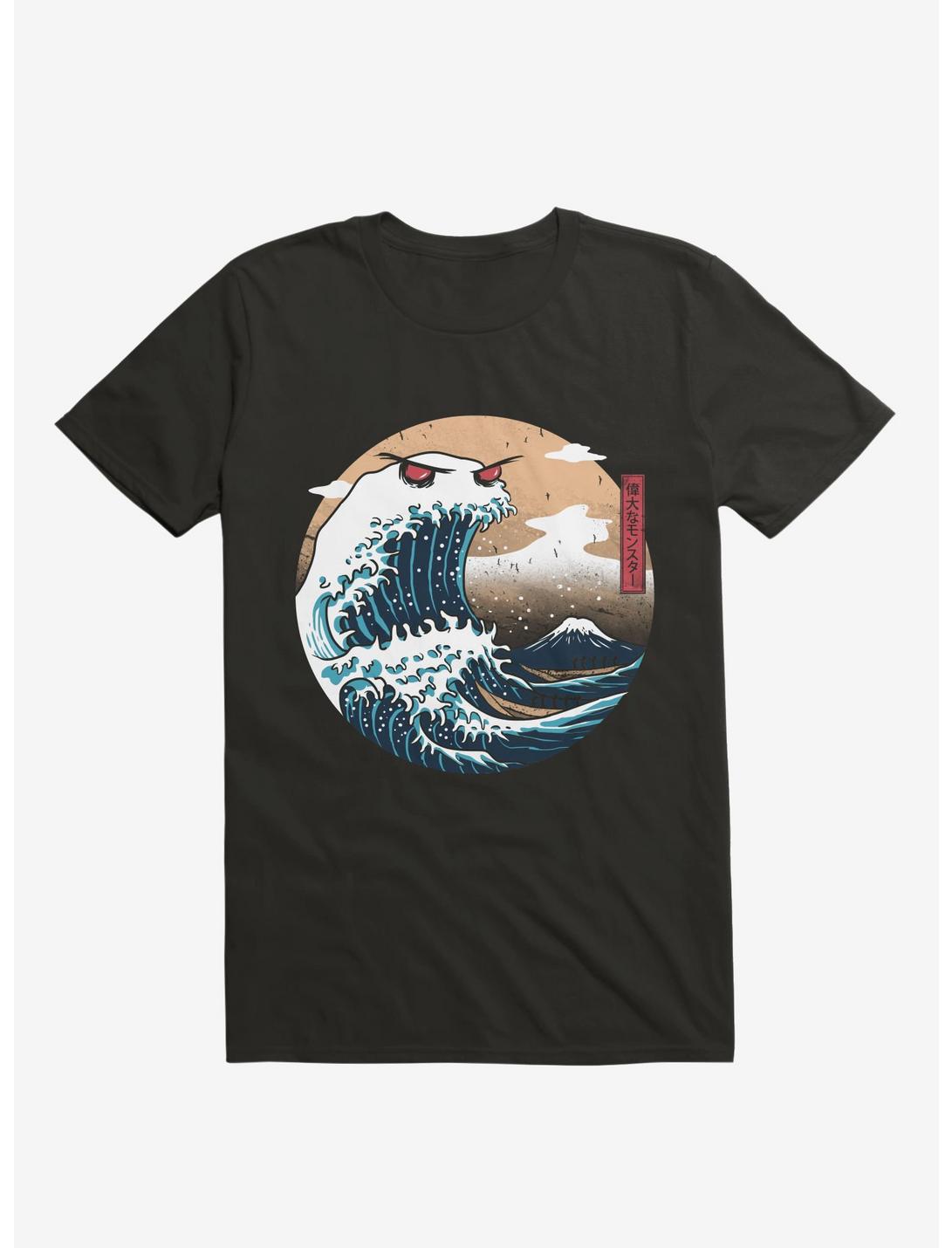 T-shirt noir Le grand monstre de Kanagawa