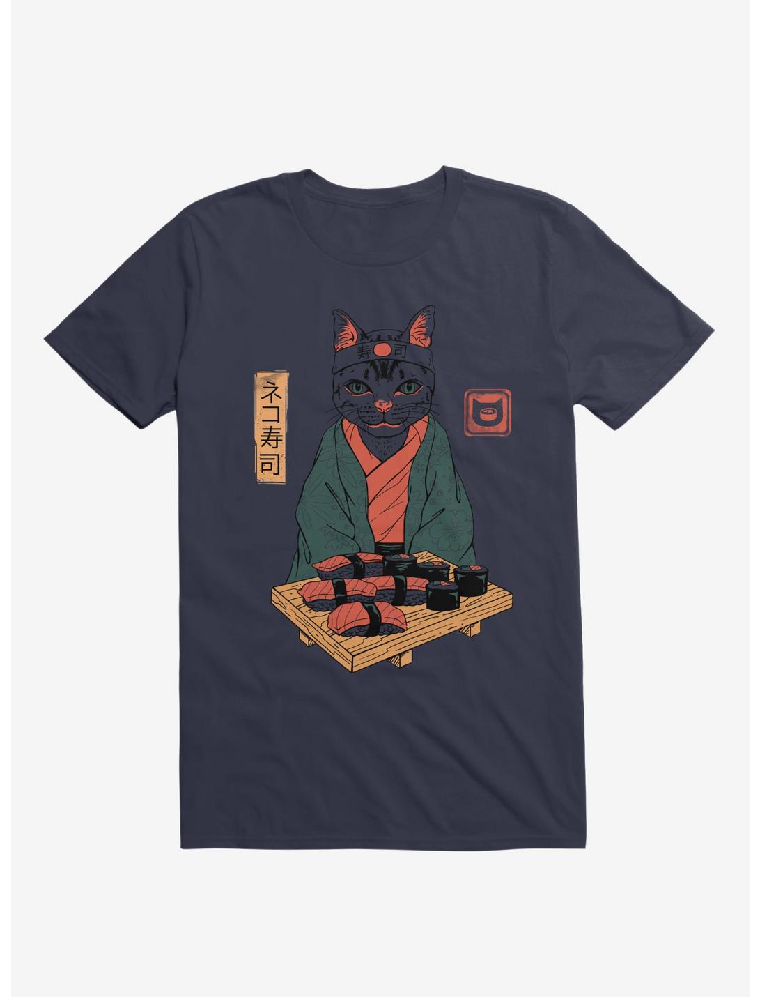 Neko Cat Sushi Bar Navy Blue T-Shirt