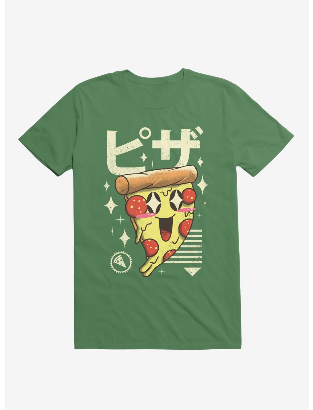 Kawaii Pizza Kelly Green T-Shirt