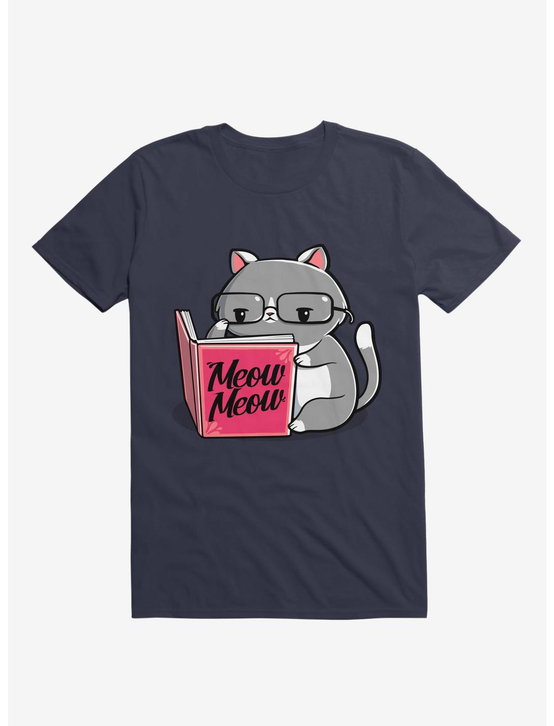 Books For Cats Meow Meow Book Navy Blue T-Shirt