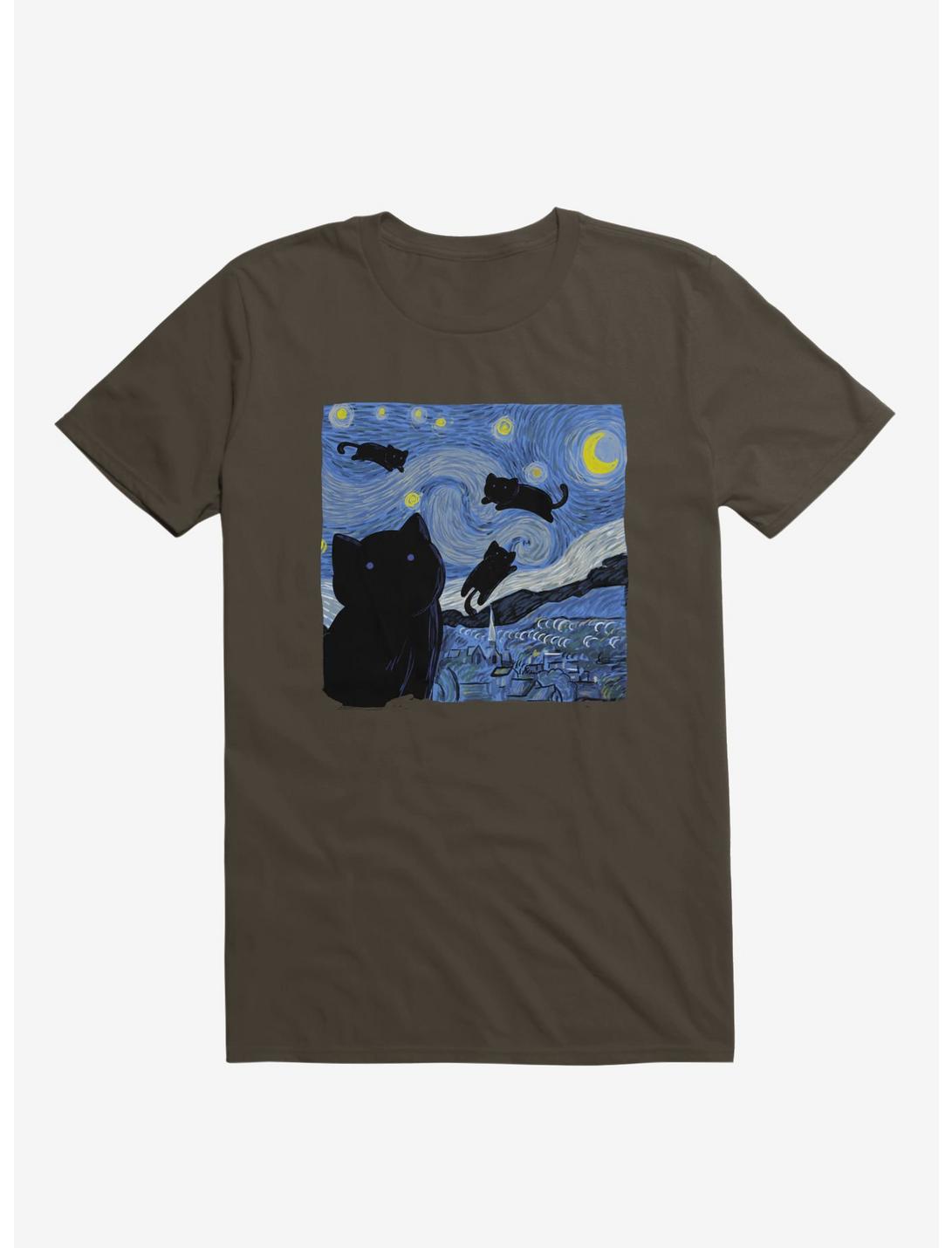 T-Shirt Marron Nuit étoilée de Chat