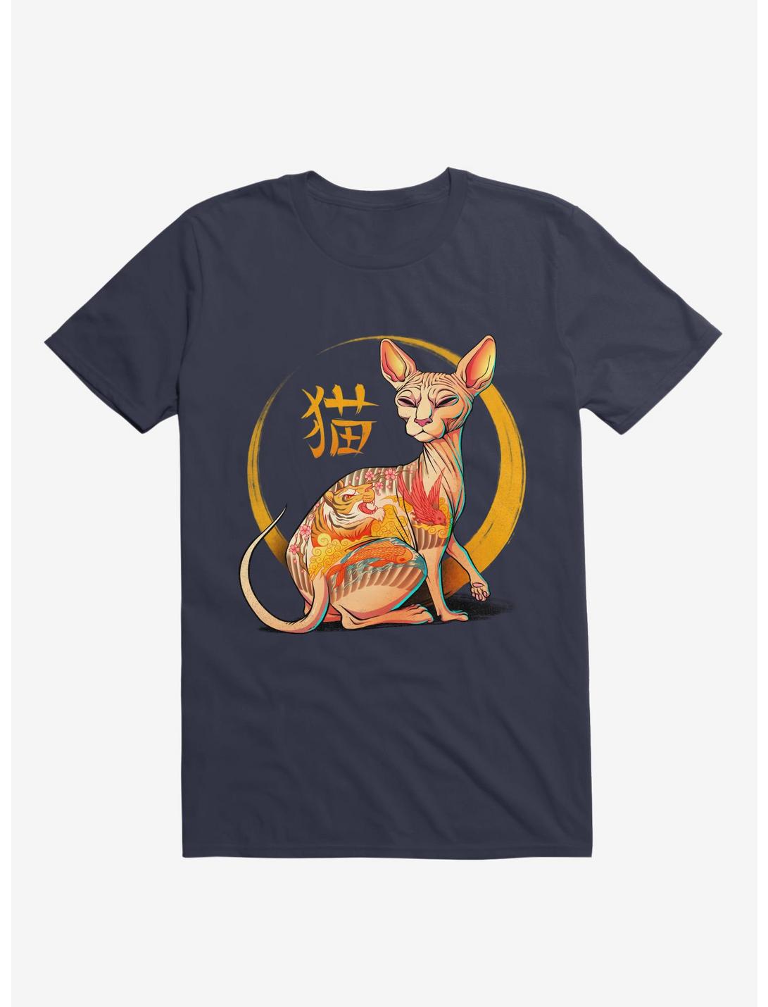 Yakuza Cat Navy Blue T-Shirt