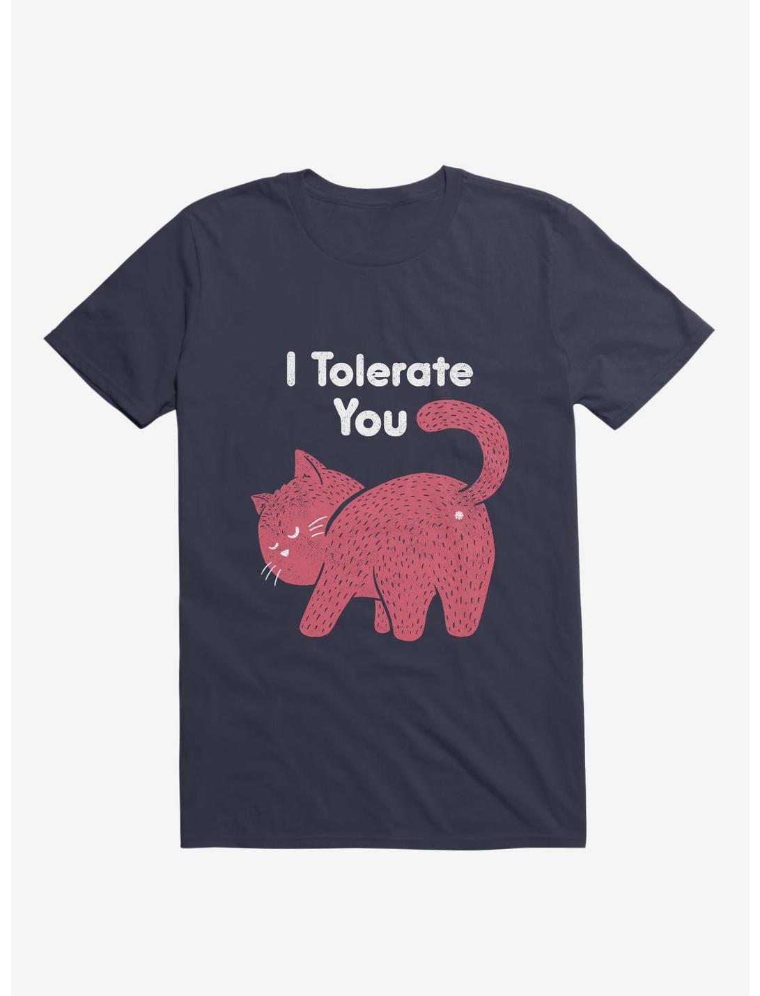 I Tolerate You Cat Navy Blue T-Shirt
