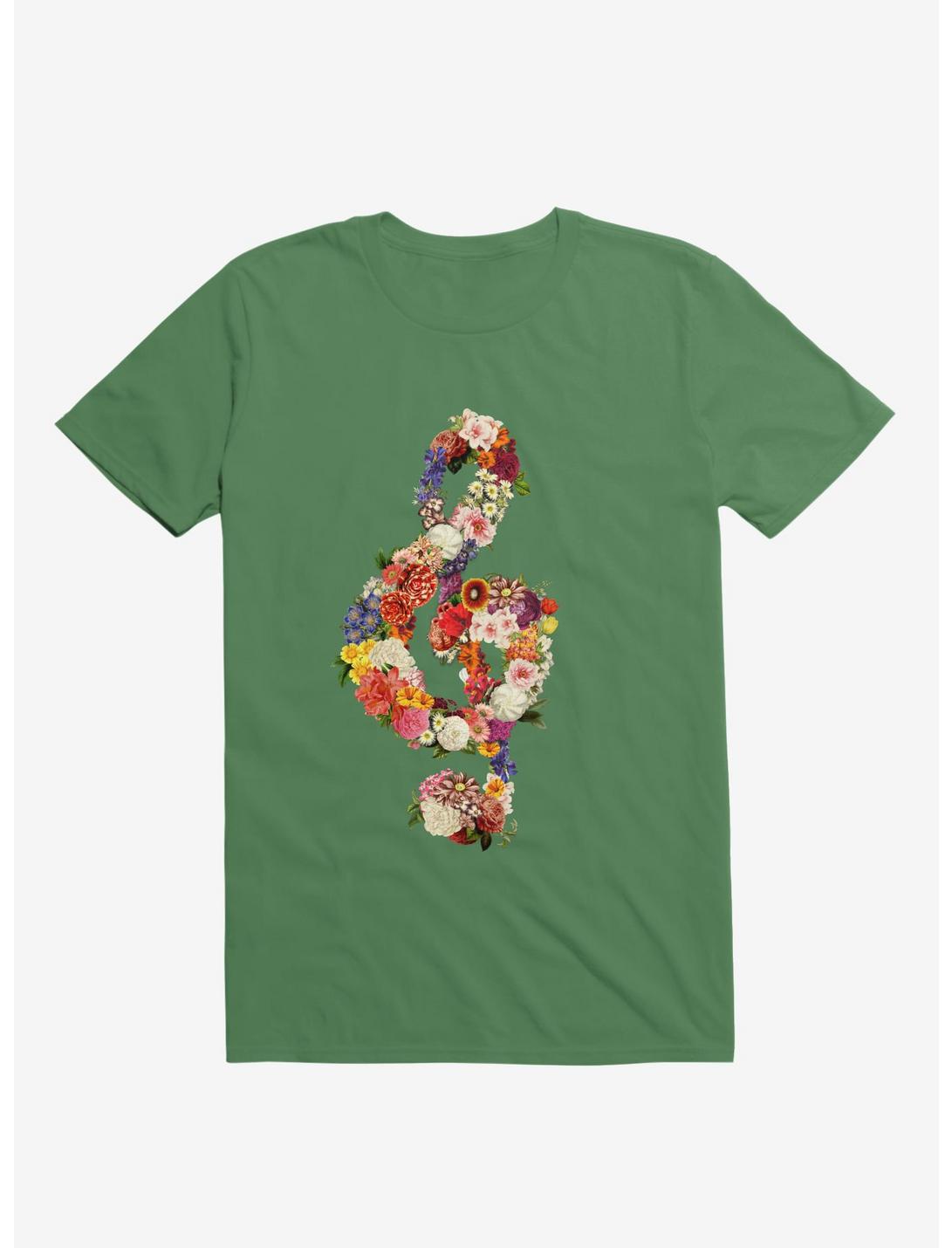 Flower Music Heart Kelly Green T-Shirt