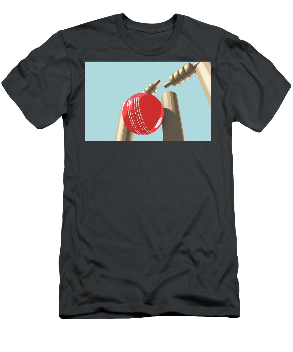 17 Cricket Ball Hitting Wickets Allan Swart T-Shirt