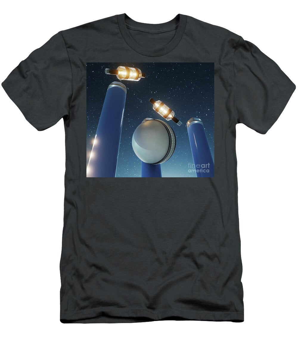17 Illuminated Cricket Wicket Stumps Allan Swart T-Shirt