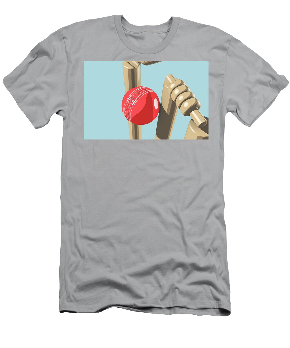 18 Cricket Ball Hitting Wickets Allan Swart T-Shirt