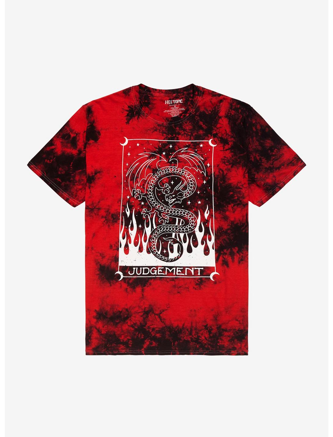 T-shirt Tie-Dye Fille Coupe Amie Imprimé Carte de Tarot Dragon