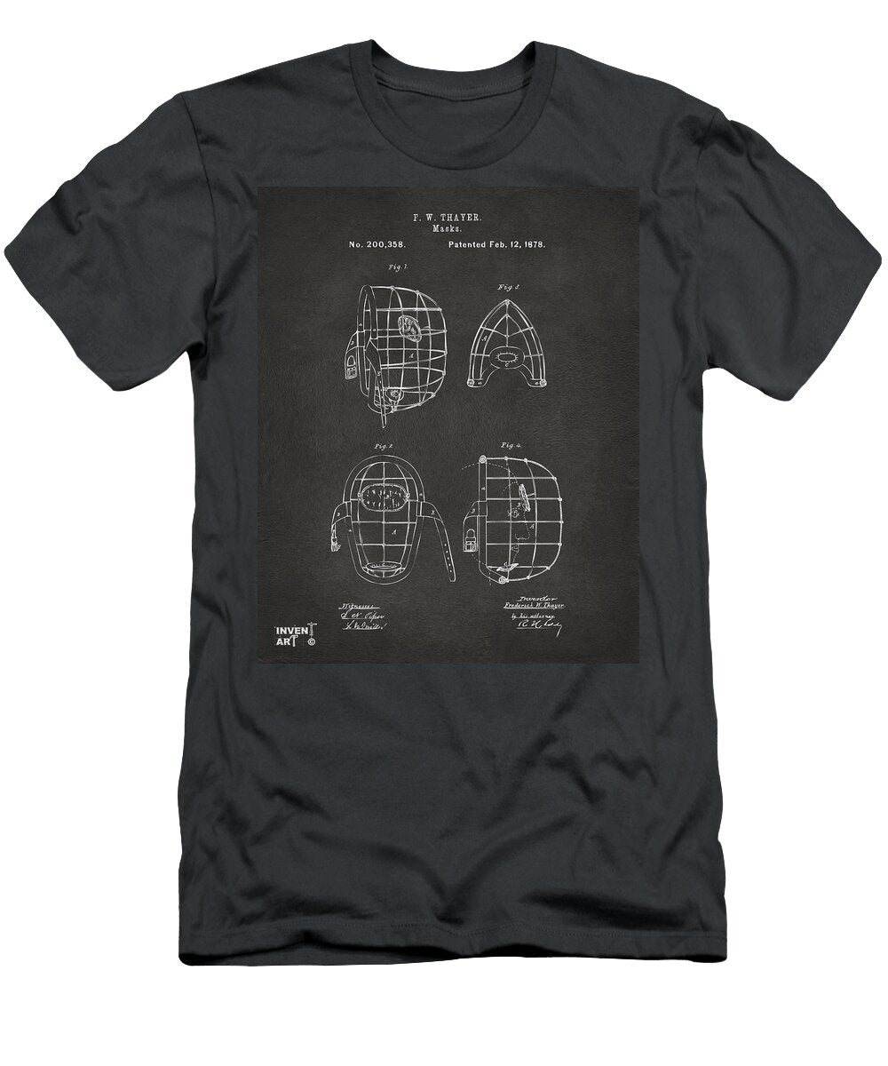 1878 Baseball Catchers Mask Patent Gray Nikki Marie Smith T-Shirt