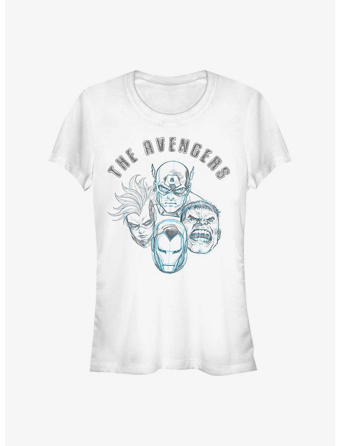 Marvel Avengers Heroes Faces Sketch Girls T-Shirt